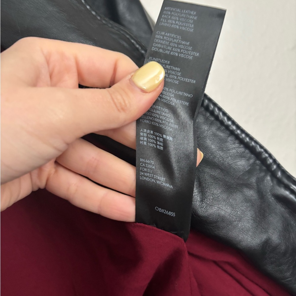 We The Free People Black Fenix Faux Leather Moto ZIP UP Jacket Sz. M - Picture 8 of 9